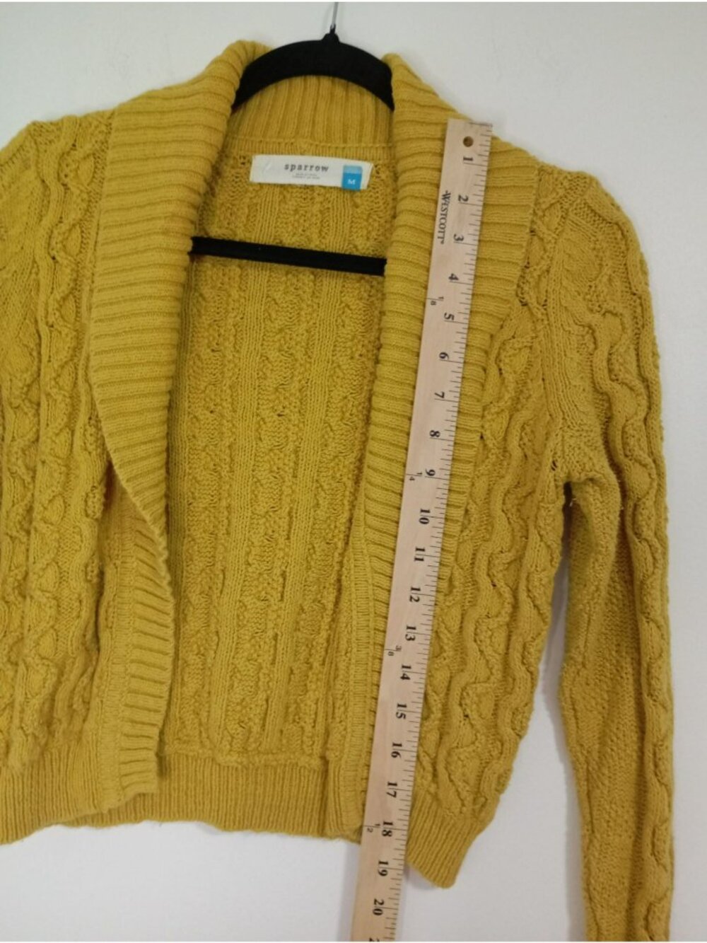 Anthropologie Sparrow Cable Knit Open Cardigan Sweater M Merino Wool Blend - Picture 9 of 10